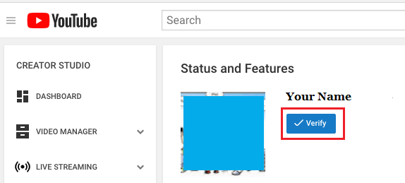 Verify YouTube Account Button