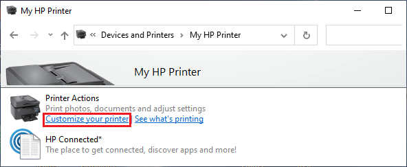 Customize your Printer Option