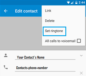 Set Ringtone Tab on Android Phone 
