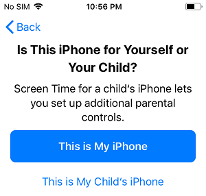 Screen Time Setup Screen on iPhone