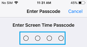 Enter Screen Time Passcode On iPhone