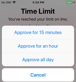 Screen Time App Unlock Options on iPhone