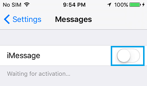 iMessage OFF On iPhone