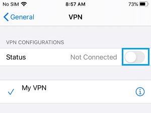 Desactivar la VPN en el iPhone