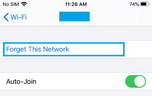 Forget WiFi Network Option on iPhone