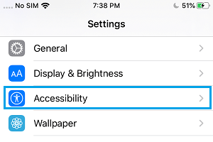 Accessibility Settings Option on iPhone