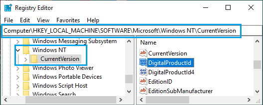 Find Windows 10 Product ID Using Registry Editor