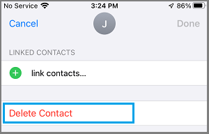 Delete Contact Option on iPhone