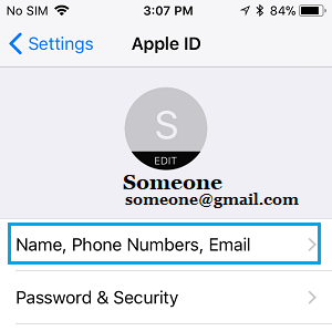 Opción de establecer el nombre, los números de teléfono y los correos electrónicos en el iPhone