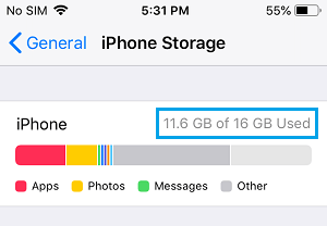 Comprobar el espacio de almacenamiento en el iPhone