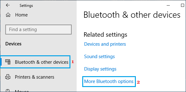 Open More Bluetooth Option On Windows Computer