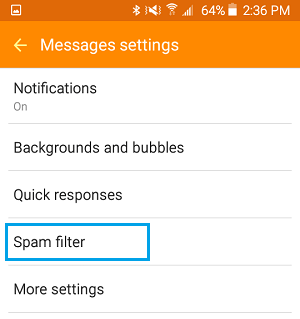 Spam Filter Tab On Android Phone