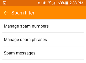 Spam Filter Options On Android Phone