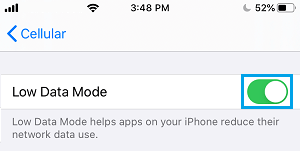 Enable Low Data Mode For Cellular on iPhone