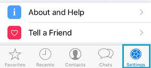 Settings option in WhatsApp on iPhone