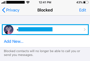 Open Blocked WhatsApp Contact on iPhone