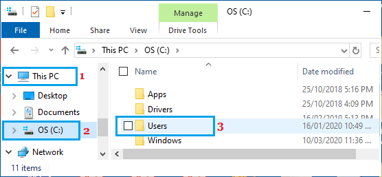 Open Users Folder Using Windows File Explorer