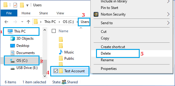 Delete User Account Folder in Windows