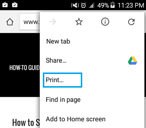 Print Tab in Chrome on Android
