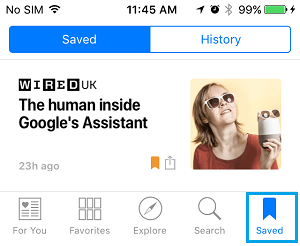 Access Saved Articles on News App on iPhone