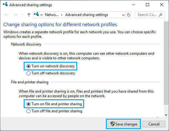 Turn ON Network Discovery on Windows PC