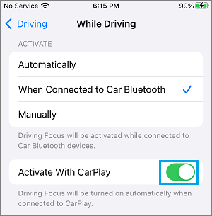 Activate DND With CarPlay