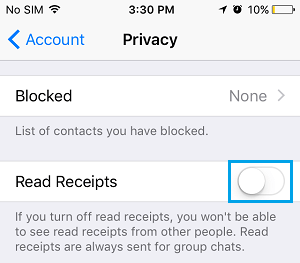 Desactivar la lectura de recibos de WhatsApp en el iPhone