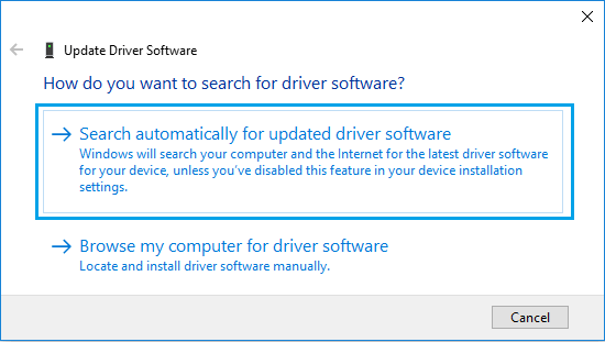 Search Automatically for Updated Device Driver