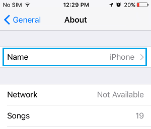 Opción de ajuste del nombre en el iPhone