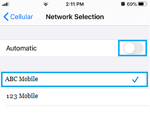 Desactivar la selección automática de red en el iPhone