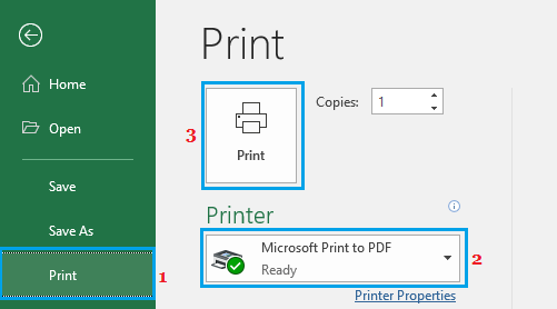 Opción de imprimir en PDF en Microsoft Excel