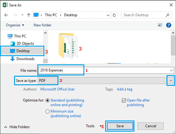 Guardar el archivo Excel como PDF