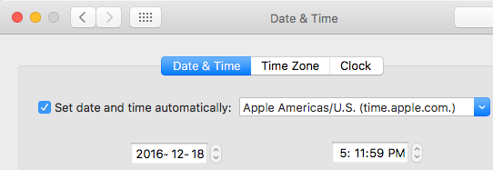 Ajustar la fecha y la hora automáticamente en el Mac
