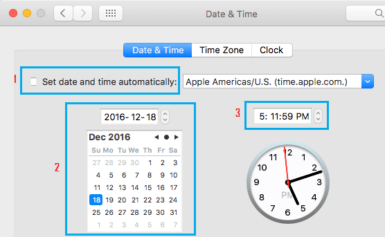 Corregir manualmente la fecha y la hora en Mac