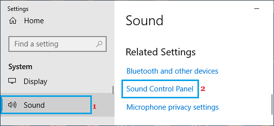 Abre la opción del Panel de control de sonido en Windows