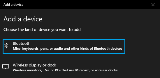 Selecciona la opción Añadir dispositivo Bluetooth