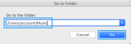 Ve a la carpeta de música en el Mac