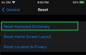 Restablecer la opción del diccionario del teclado en el iPhone