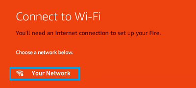 Connect to WiFi Network Screen on Kindle Fire