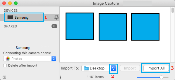 Import All Photos From Android to Mac Using Image Capture