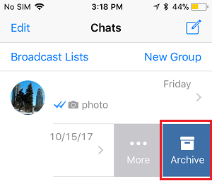 Opción de archivar el chat en WhatsApp