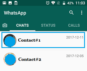 Pantalla de chats de WhatsApp