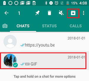 Opción de archivar los chats de WhatsApp para teléfonos Android