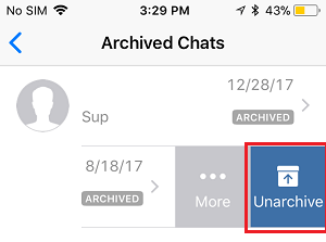 Opción de chat no archivado en el iPhone