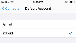 Select Default Account For Contacts on iPhone