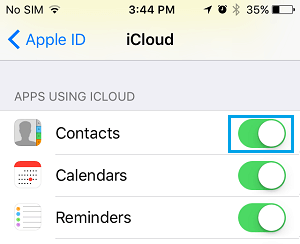 Enable iCloud Contacts On iPhone
