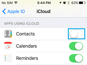 Desactivar los contactos de iCloud en el iPhone