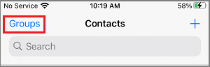 Opción de establecer grupos en la aplicación Contactos del iPhone