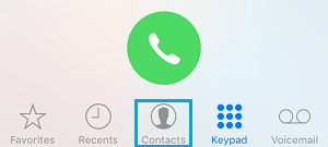 Contacts Tab on iPhone Phone App