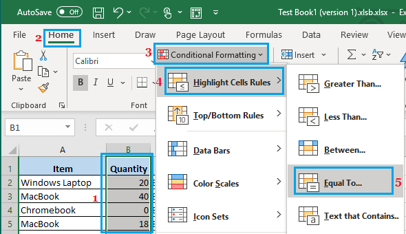 Opción igual al formato condicional en Excel
